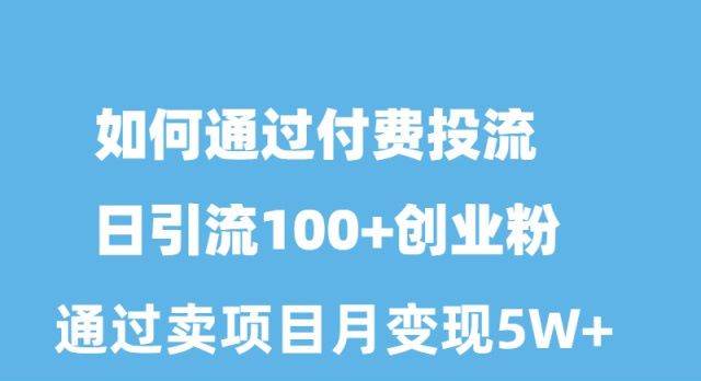 如何通过付费投流日引流100+创业粉月变现5W+-南风轻创
