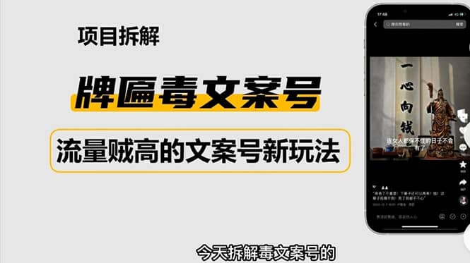 2023抖音快手毒文案新玩法，牌匾文案号，起号快易变现-南风轻创