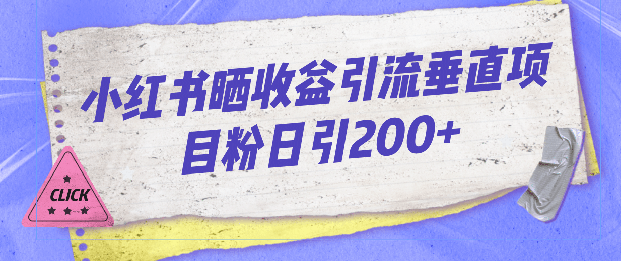 小红书晒收益图引流垂直项目粉日引200+-南风轻创