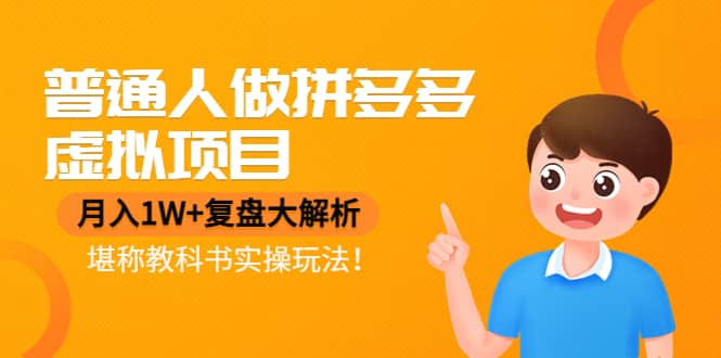 普通人做拼多多虚拟项目，复盘大解析，堪称教科书实操玩法-南风轻创