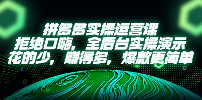 拼多多实操运营课：拒绝口嗨，全后台实操演示，花的少，赚得多，爆款更简单-南风轻创