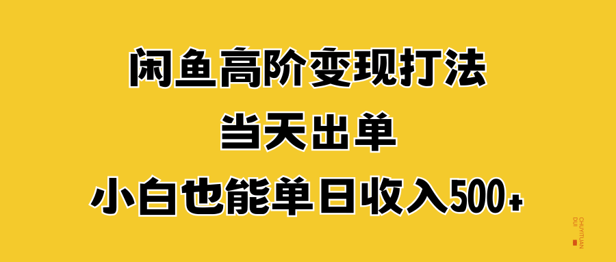 闲鱼高阶变现打法，当天出单，小白也能单日收入500+-南风轻创