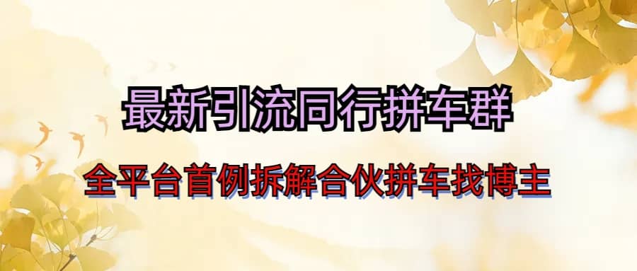 最新引流同行拼车群合伙拼车找博主日引百人新玩法-南风轻创