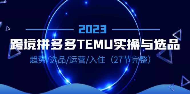 2023跨境·拼多多·TEMU实操与选品，趋势·选品·运营·入住（27节完整）-南风轻创