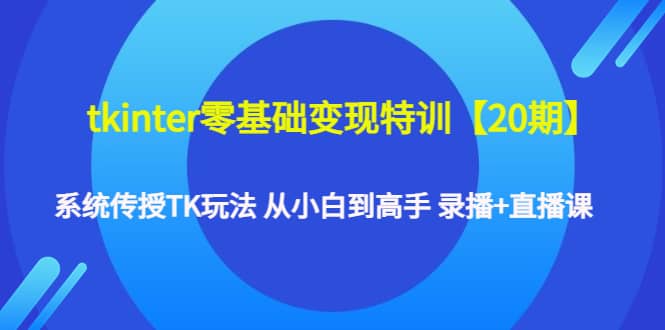 tkinter零基础变现特训【20期】系统传授TK玩法 从小白到高手 录播+直播课-南风轻创