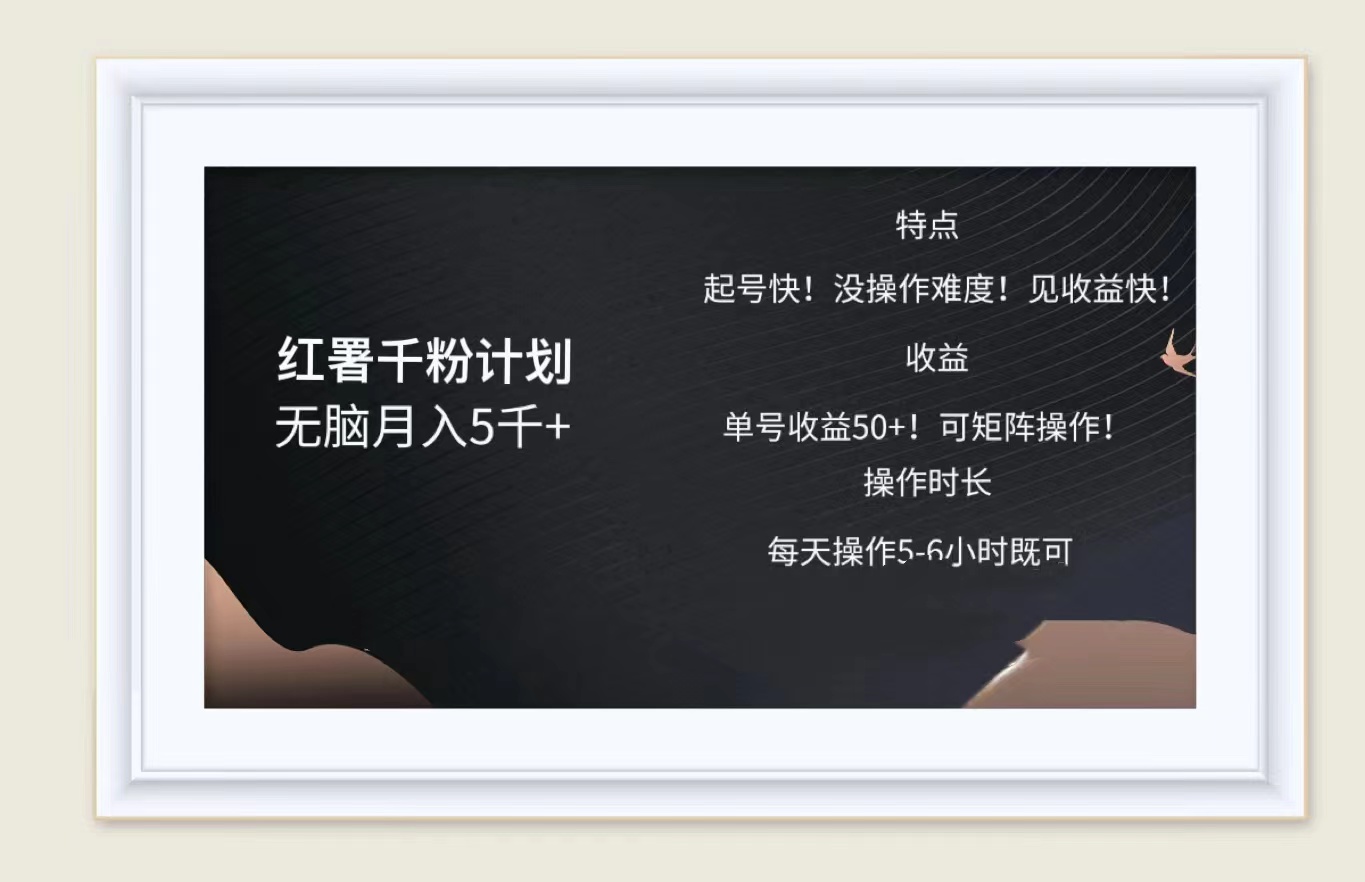 红薯千粉计划无脑月入5千➕！既做既赚！-南风轻创