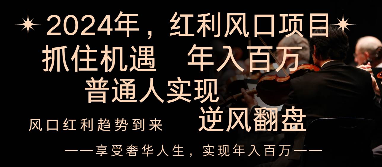 2024红利风口项目来袭，享受第一波红利，逆风翻盘普通人也能实现，年入百万-南风轻创