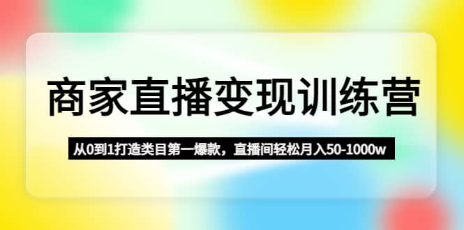 商家直播变现训练营：从0到1打造类目第一爆款-南风轻创
