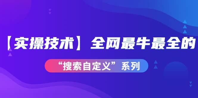 【实操技术】全网最牛最全的“搜索自定义”系列！价值698元-南风轻创