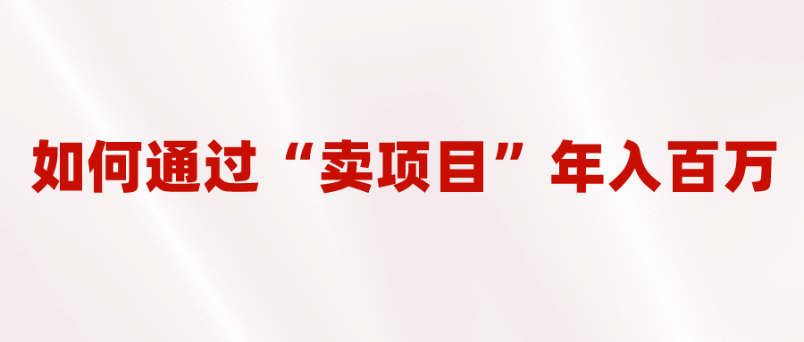 2023年最火项目：通过“卖项目”年入百万！普通人逆袭翻身的唯一出路-南风轻创