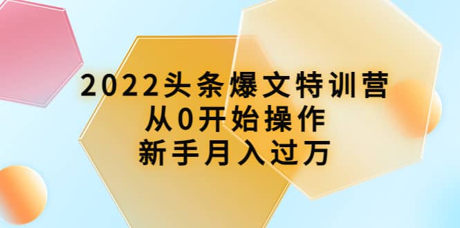 2022头条爆文特训营：从0开始操作，新手月入过万（16节课时）-南风轻创