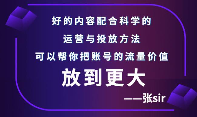 张sir账号流量增长课，告别海王流量，让你的流量更精准-南风轻创