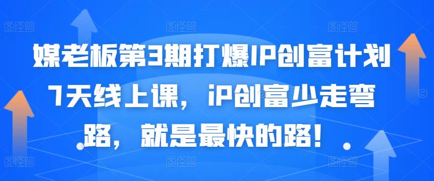 媒老板第3期打爆IP创富计划7天线上课，iP创富少走弯路，就是最快的路！-南风轻创