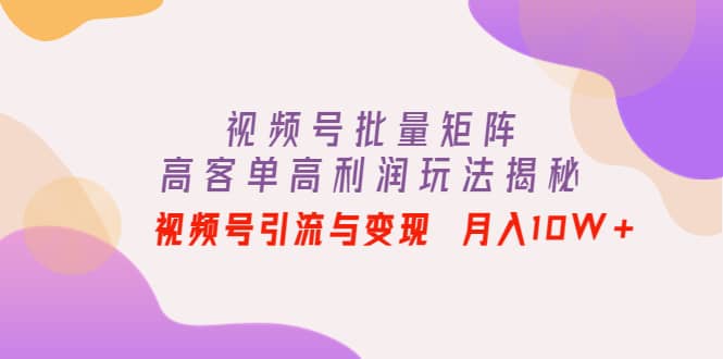 视频号批量矩阵的高客单高利润玩法揭秘-南风轻创