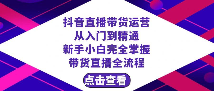 抖音直播带货 运营从入门到精通，新手完全掌握带货直播全流程（23节）-南风轻创