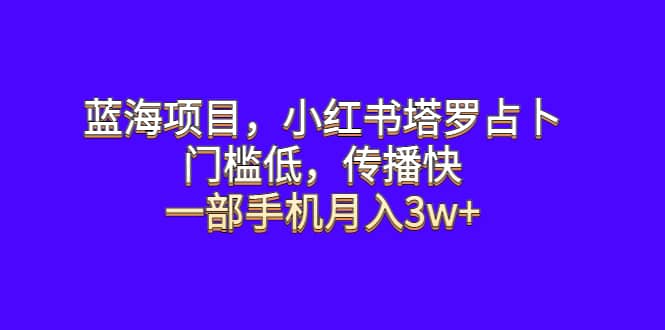 蓝海项目，小红书塔罗占卜，门槛低，传播快，一部手机月入3w+-南风轻创