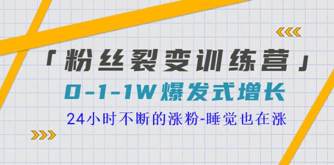 「粉丝裂变训练营」0-1-1w爆发式增长，24小时不断的涨粉-睡觉也在涨-16节课-南风轻创