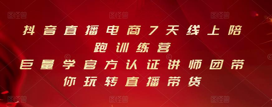 抖音直播电商7天线上陪跑训练营，巨量学官方认证讲师团带你玩转直播带货-南风轻创