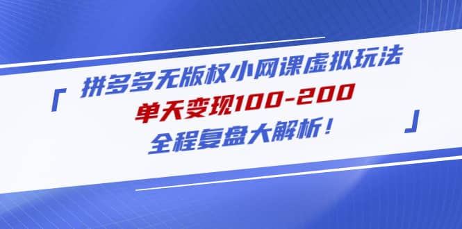 拼多多无版权小网课虚拟玩法，全程复盘大解析-南风轻创