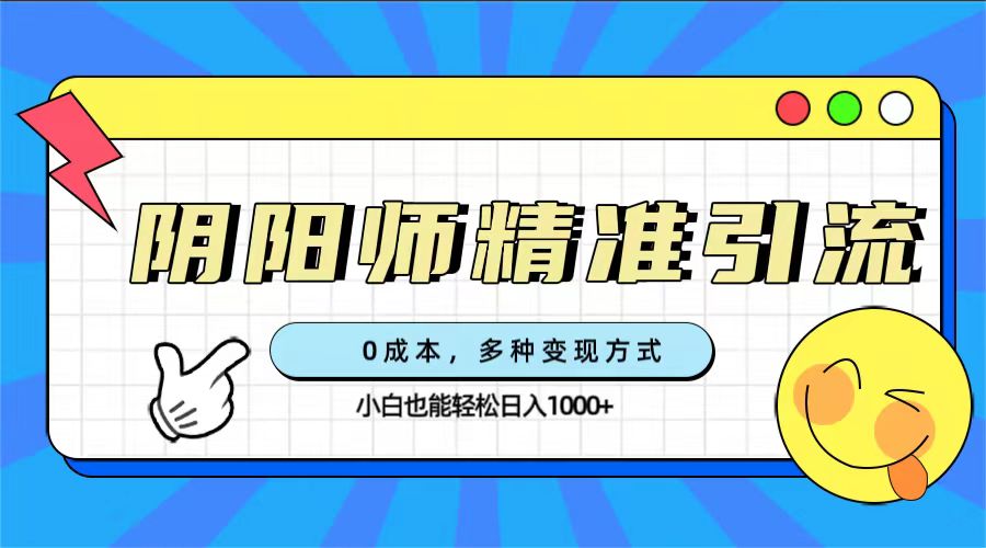 0成本阴阳师精准引流，多种变现方式，小白也能轻松日入1000+-南风轻创