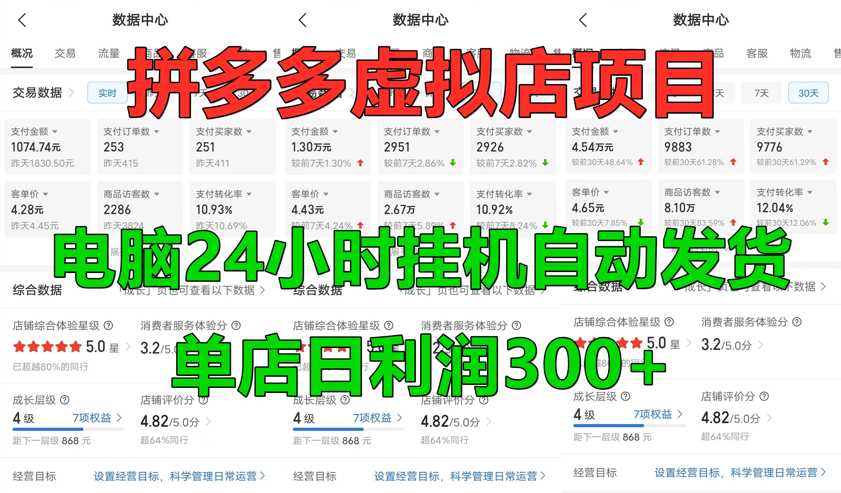 拼多多虚拟店项目，电脑挂机自动发货，单店日利润300+，可放大操作-南风轻创