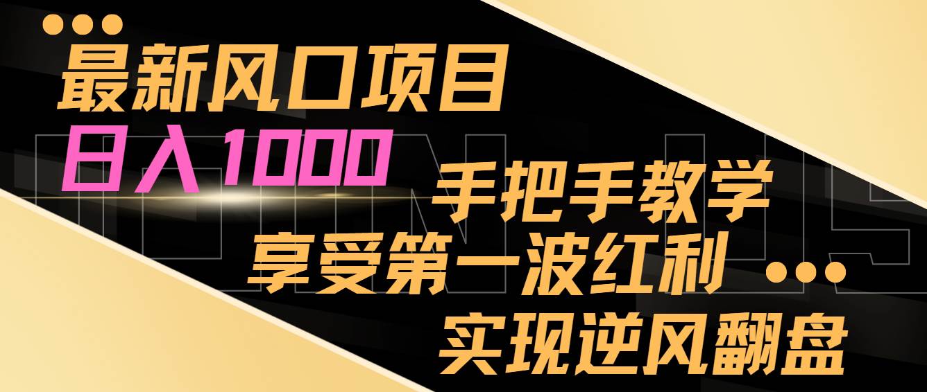 最新风口项目，日入过千，抓住当下风口，享受第一波红利，实现逆风翻盘-南风轻创