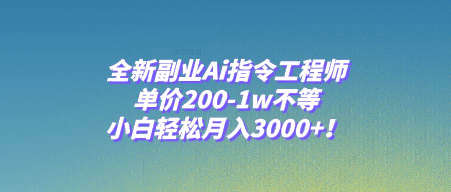 全新副业Ai指令工程师，单价200-1w不等，小白轻松月入3000+！-南风轻创