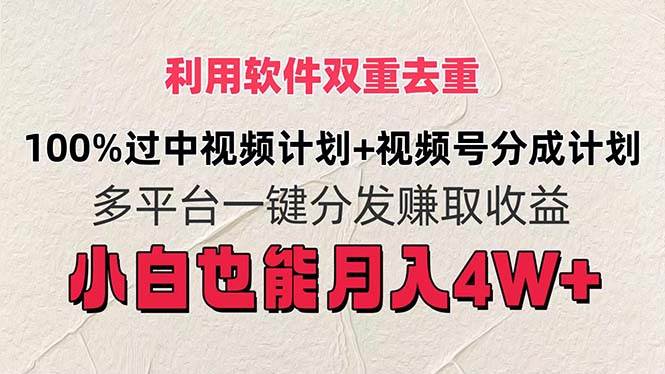 利用软件双重去重，100%过中视频+视频号分成计划小白也可以月入4W+-南风轻创