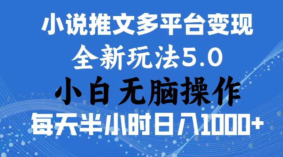 2024年6月份一件分发加持小说推文暴力玩法 新手小白无脑操作日入1000+ …-南风轻创