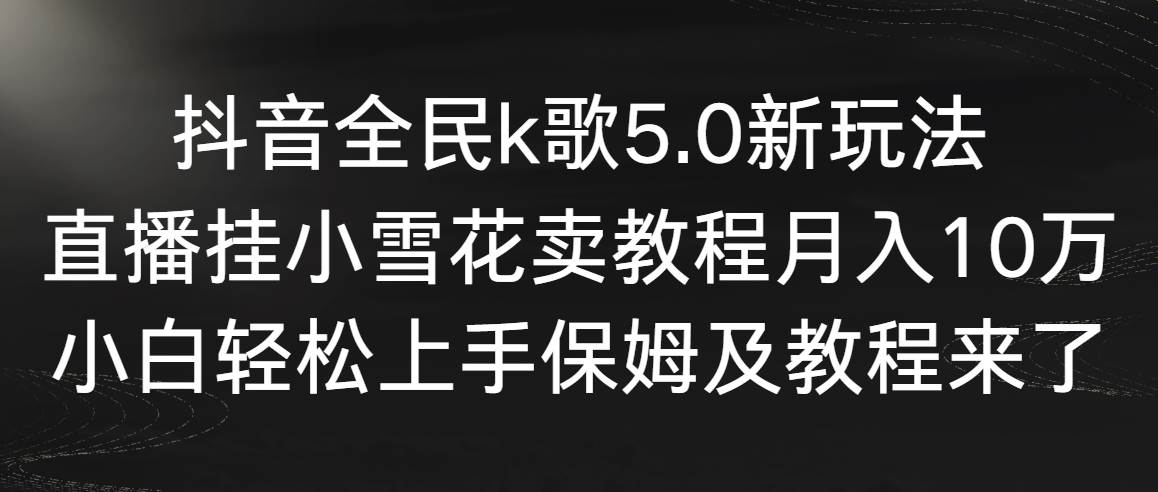 抖音全民k歌5.0新玩法，直播挂小雪花卖教程月入10万，小白轻松上手，保…-南风轻创