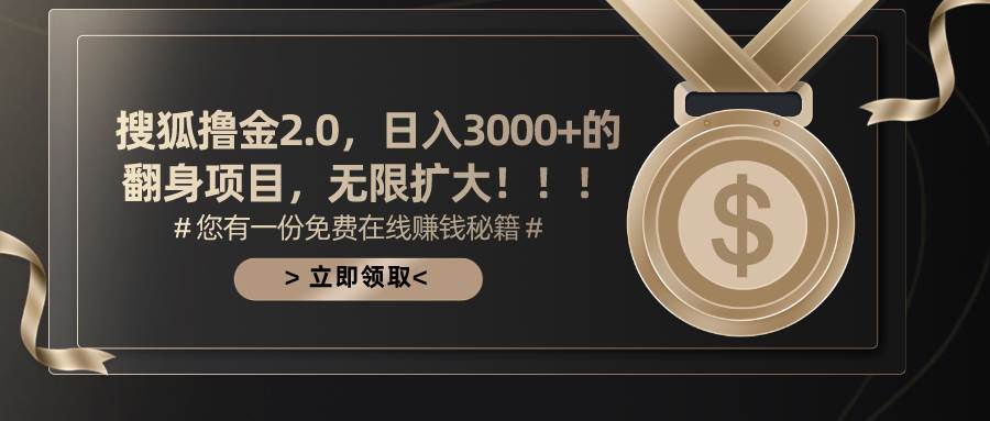 搜狐撸金2.0日入3000+，可无限扩大的翻身项目-南风轻创