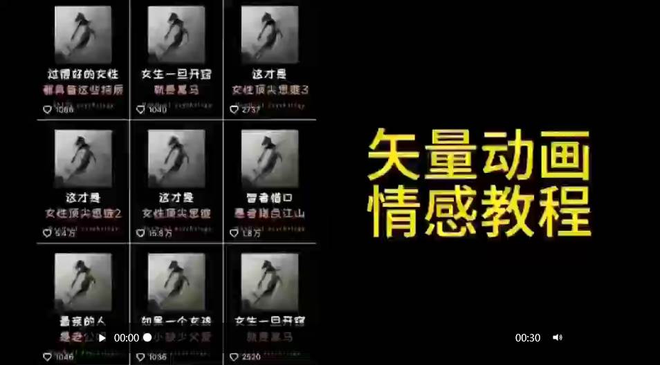 矢量动画情感教程：高点赞涨粉，适合情感、思维、创业教育等赛道-南风轻创