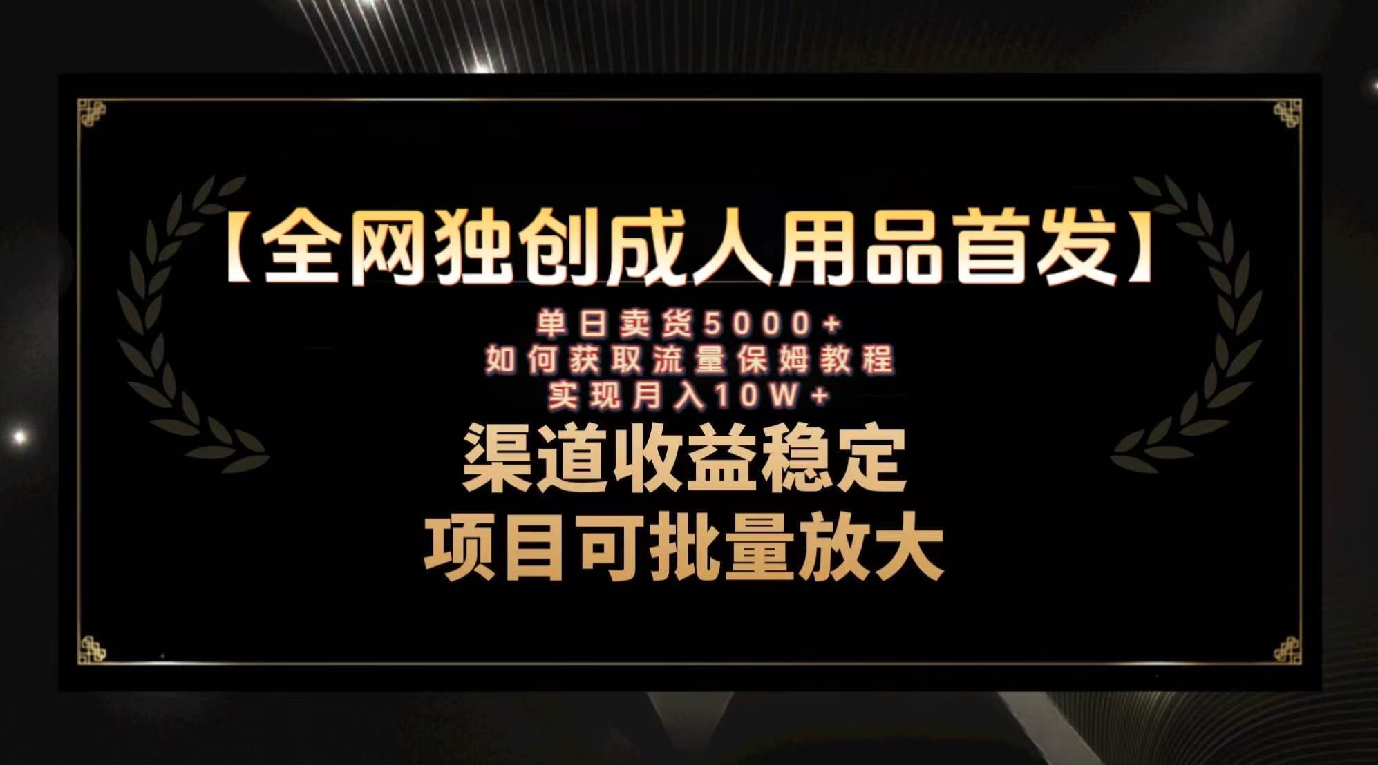 最新全网独创首发，成人用品赛道引流获客，月入10w保姆级教程-南风轻创