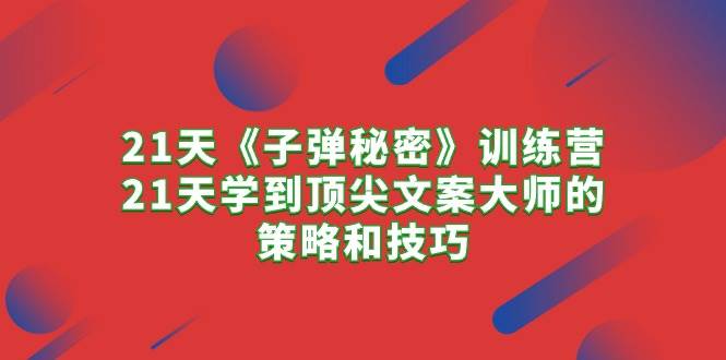21天《子弹秘密》训练营，21天学到顶尖文案大师的策略和技巧-南风轻创
