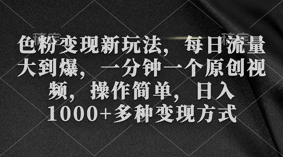 色粉变现新玩法，每日流量大到爆，一分钟一个原创视频，操作简单，日入1000+-南风轻创
