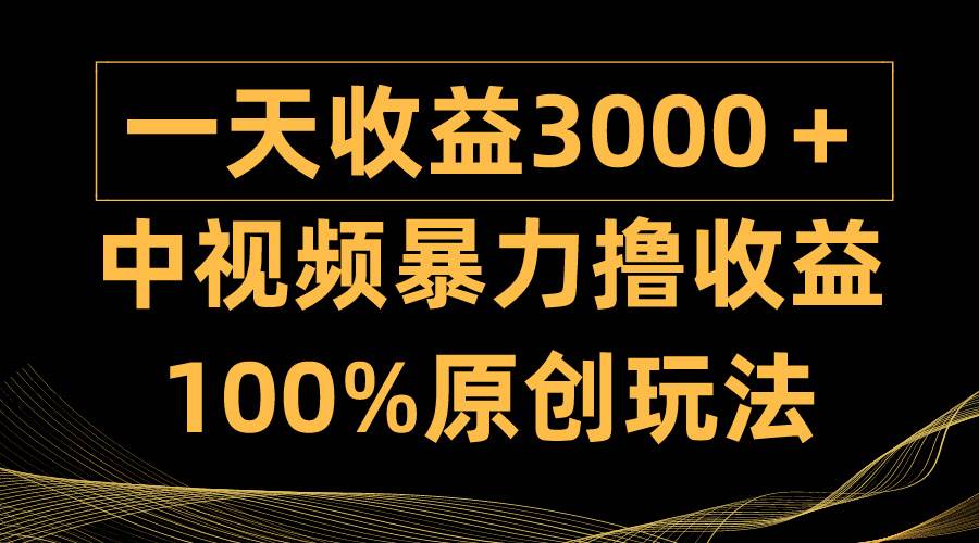 中视频暴力撸收益，日入3000＋，100%原创玩法，小白轻松上手多种变现方式-南风轻创