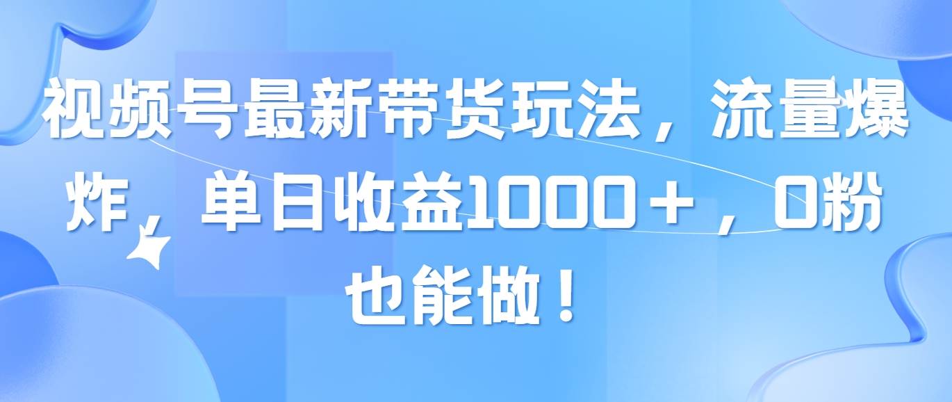 视频号最新带货玩法，流量爆炸，单日收益1000＋，0粉也能做！-南风轻创