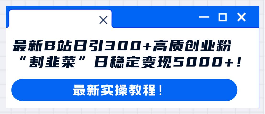 最新B站日引300+高质创业粉教程！“割韭菜”日稳定变现5000+！-南风轻创