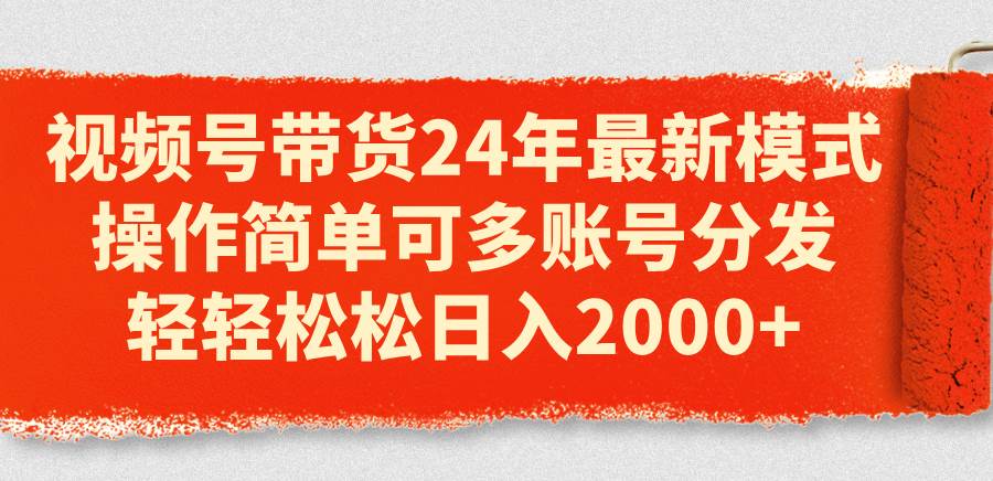 视频号带货24年最新模式，操作简单可多账号分发，轻轻松松日入2000+-南风轻创