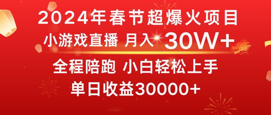 龙年2024过年期间，最爆火的项目 抓住机会 普通小白如何逆袭一个月收益30W+-南风轻创