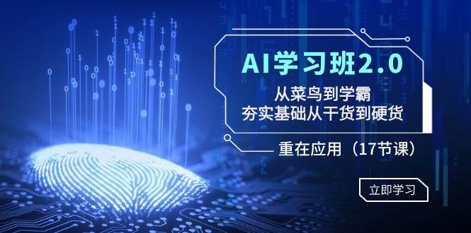 AI学习班2.0：从菜鸟到学霸，夯实基础从干货到硬货，重在应用（17节课）-南风轻创