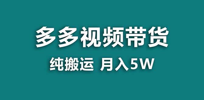 【蓝海项目】拼多多视频带货 纯搬运一个月搞了5w佣金，小白也能操作 送工具-南风轻创