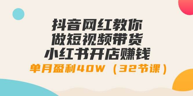 抖音网红教你做短视频带货+小红书开店赚钱，单月盈利40W（32节课）-南风轻创