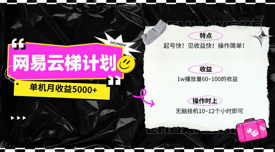 最新网易云梯计划网页版，单机月收益5000+！可放大操作-南风轻创