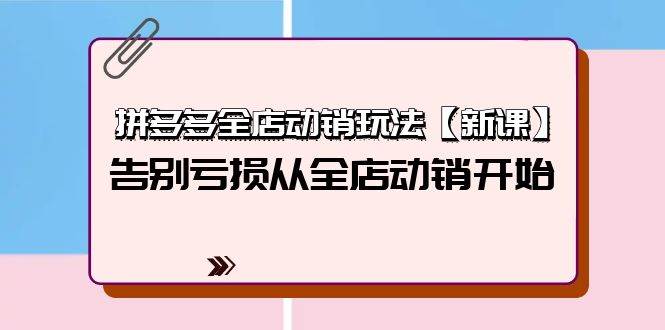 拼多多全店动销玩法【新课】，告别亏损从全店动销开始（4节视频课）-南风轻创
