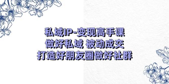 私域IP-变现高手课：做好私域 被动成交，打造好朋友圈做好社群（18节）-南风轻创