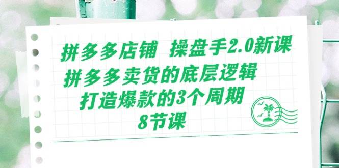 拼多多店铺 操盘手2.0新课，拼多多卖货的底层逻辑，打造爆款的3个周期-8节-南风轻创