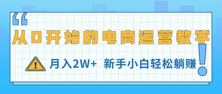 从0开始的电商运营教学，月入2W+，新手小白轻松躺赚-南风轻创