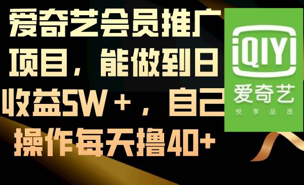 爱奇艺会员推广项目，能做到日收益5W＋，自己操作每天撸40+-南风轻创