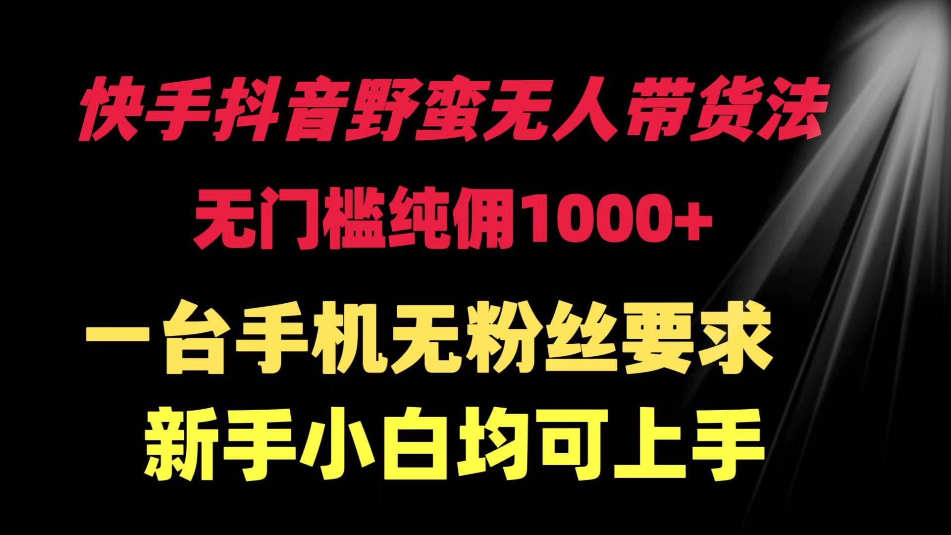 快手抖音野蛮无人带货法 无门槛纯佣1000+ 一台手机无粉丝要求新手小白…-南风轻创